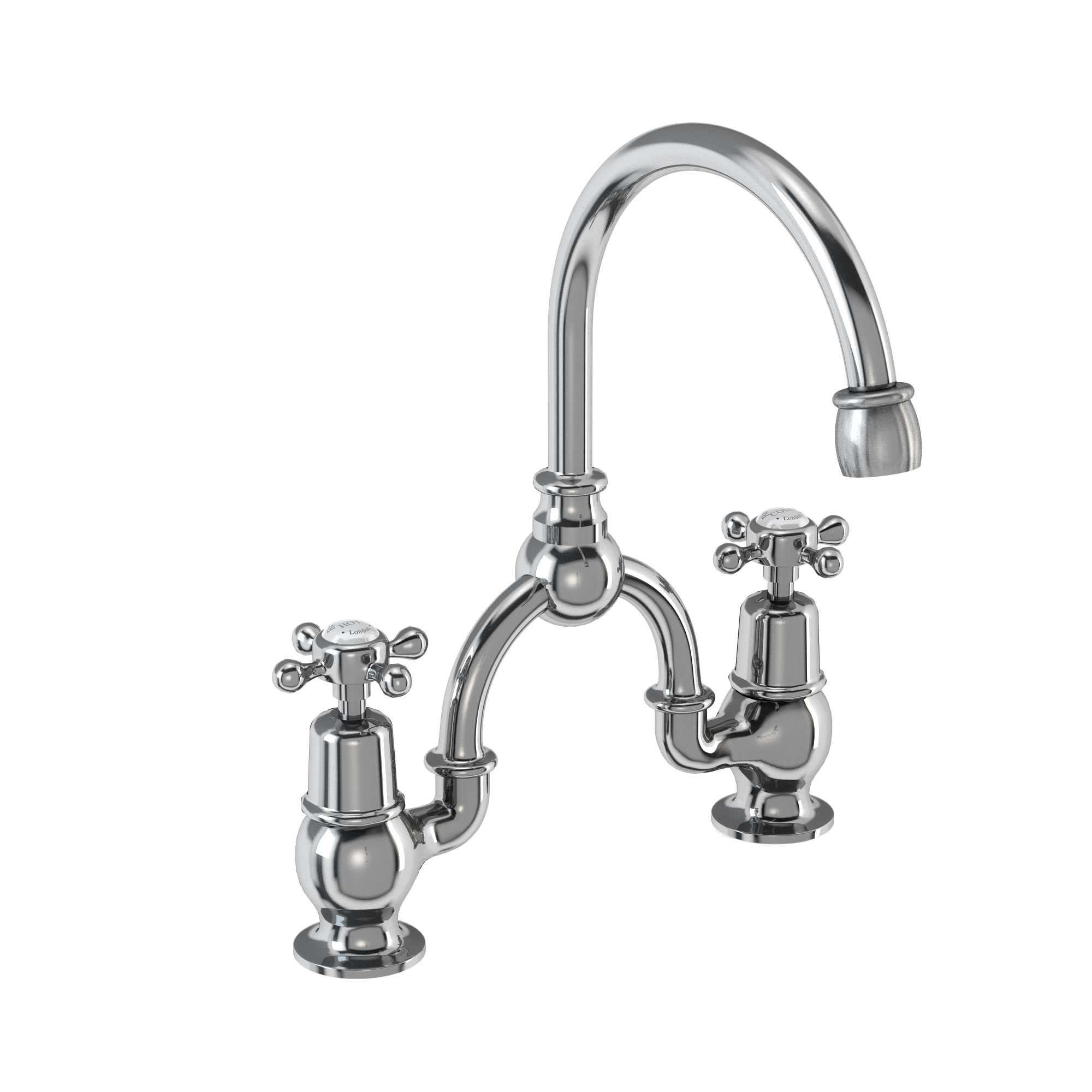 Burlington arch basin mixer with curved spout (200 mm tap centers)